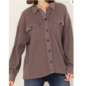 CLEO + WOLF WOMEN'S OVERSIZED KNIT BUTTON UP SHIRT SIZE SMALL MEDIUM NWT SHACKET